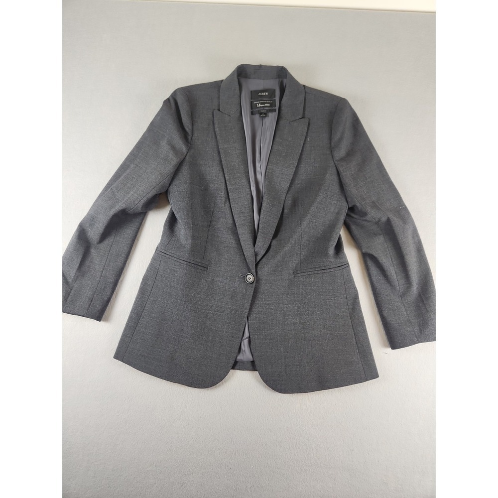 J. CREW CHARCOAL ITALIAN STRETCH WOOL PARKE BLAZER SZ 4